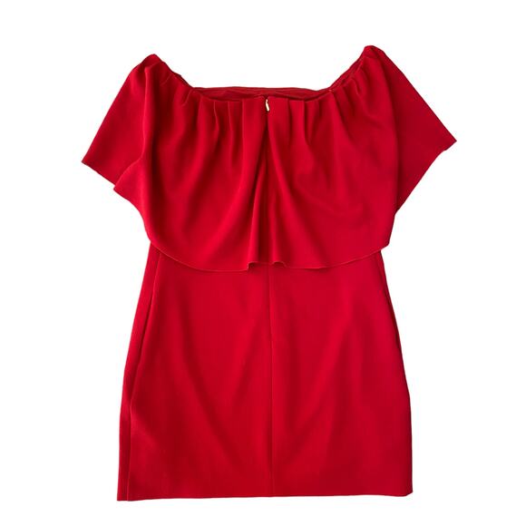 Trina Turk Zeal Off Shoulder Red Cape Mini Dress Size 6 - Picture 7 of 8